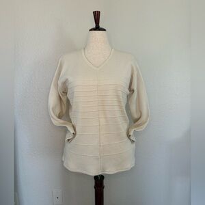 Chic Cream V-Neck Sweater for Women